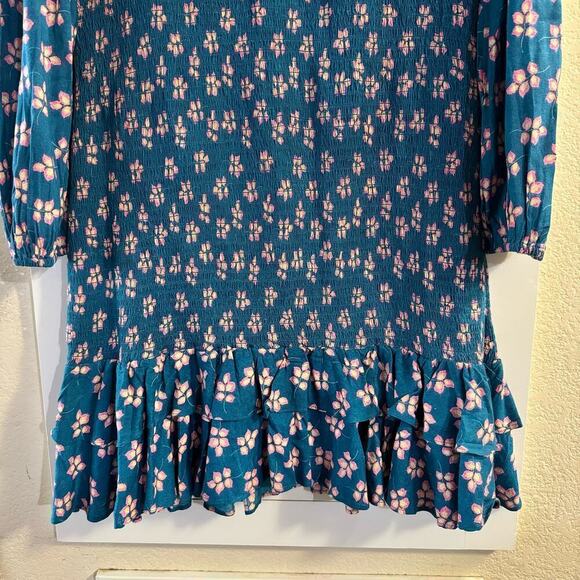 NWT LABEL RITU KUMAR Floral Print Sheath Smocked Dress with Bishop Sleeves Large - Picture 8 of 14